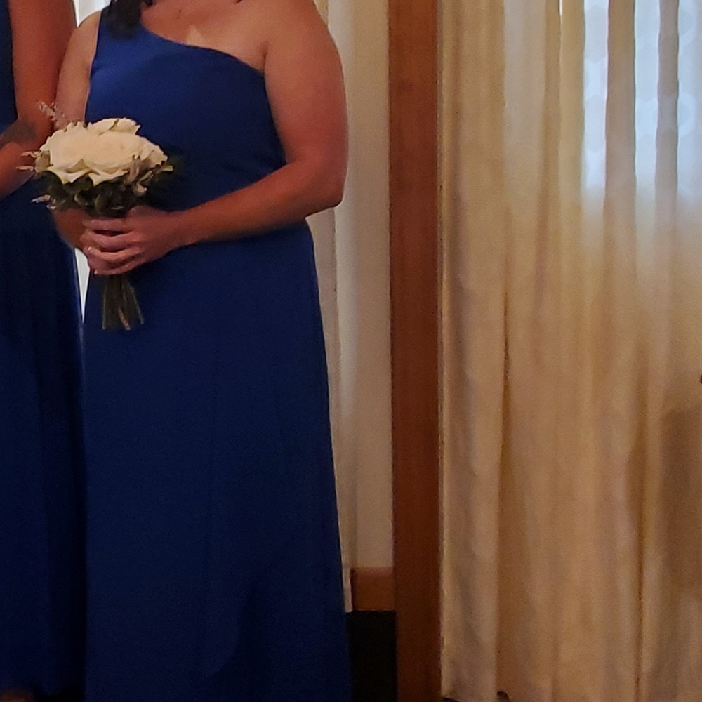 Horizon Blue one shoulder Bridesmaid Dress